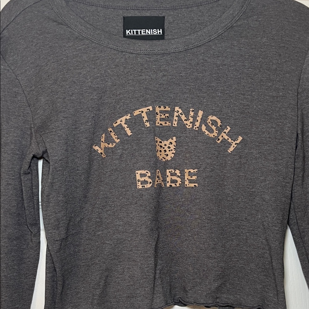 Kittenish Charcoal Long Sleeve Crop Top - Picture 2 of 6